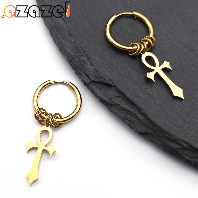 Women Accessories Egypt - Egypt Ankh Cross Hoop Drop Dangle