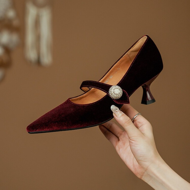 Wine Red Pointed Toe Mary Jane - đánh giá và giá Women'S Shoes And Accessories