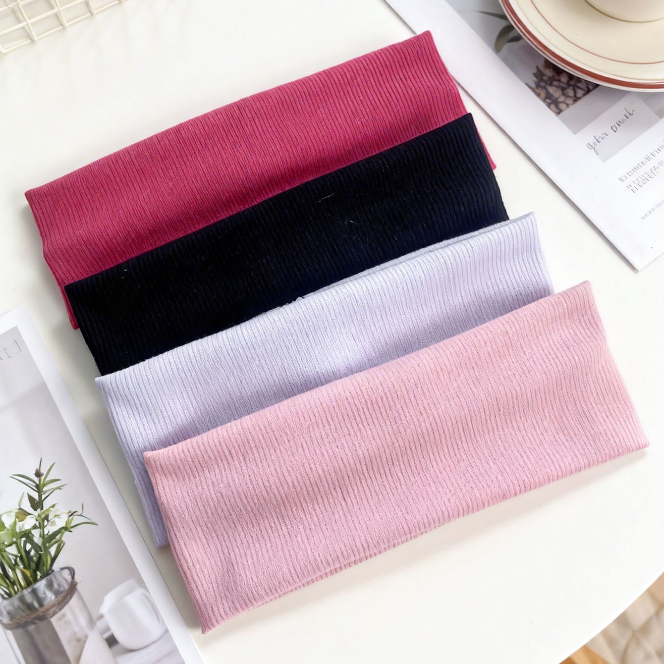 4pcs Wide ribbed elastic headb - đánh giá và giá Women'S Yoga Accessories