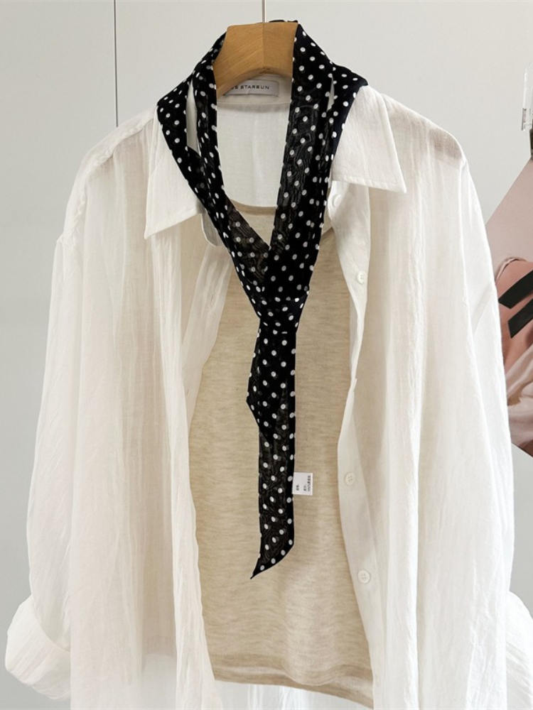 Women Narrow Long Scarf Polka  - đánh giá và giá Women'S Korean Accessories