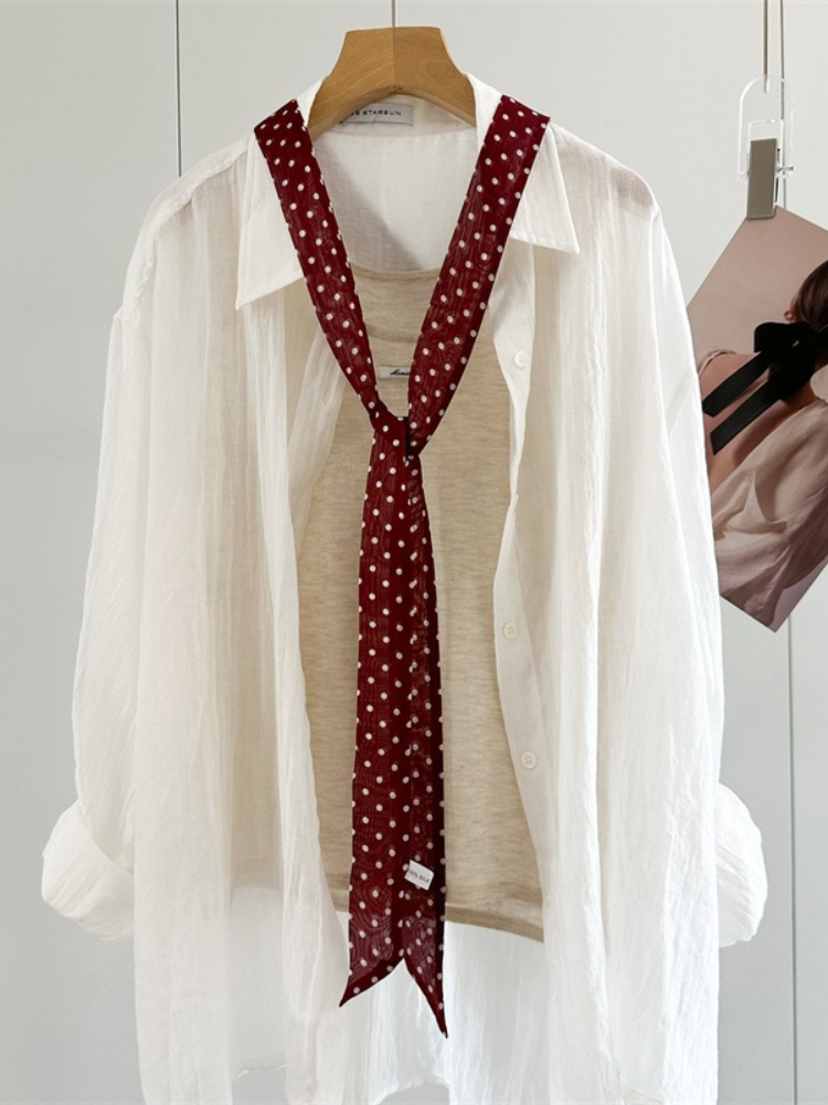 Women Narrow Long Scarf Polka  - đánh giá và giá Women'S Korean Accessories