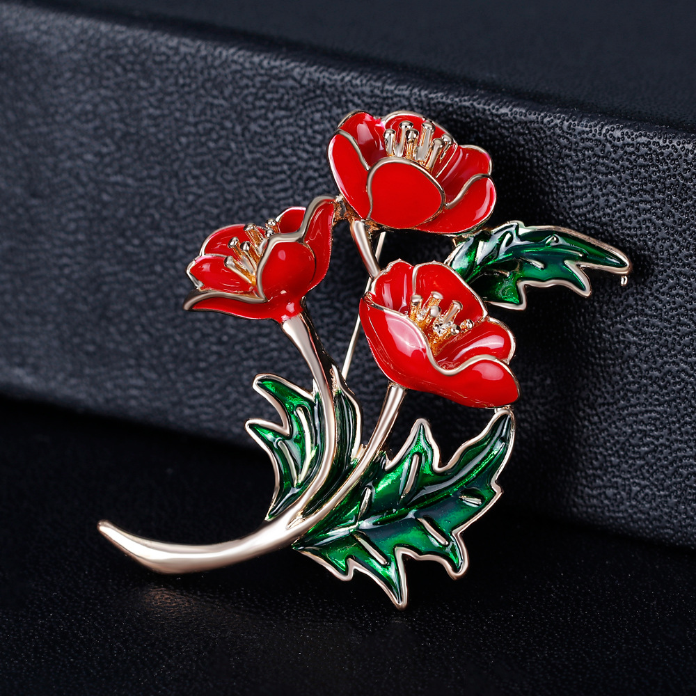 Enameled Red Poppy Flower Broo - đánh giá và giá Women'S Accessories Uk