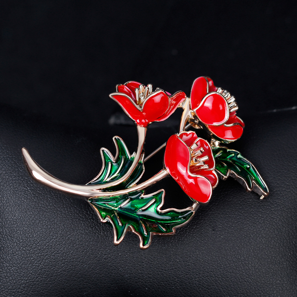 Enameled Red Poppy Flower Broo - đánh giá và giá Women'S Accessories Uk